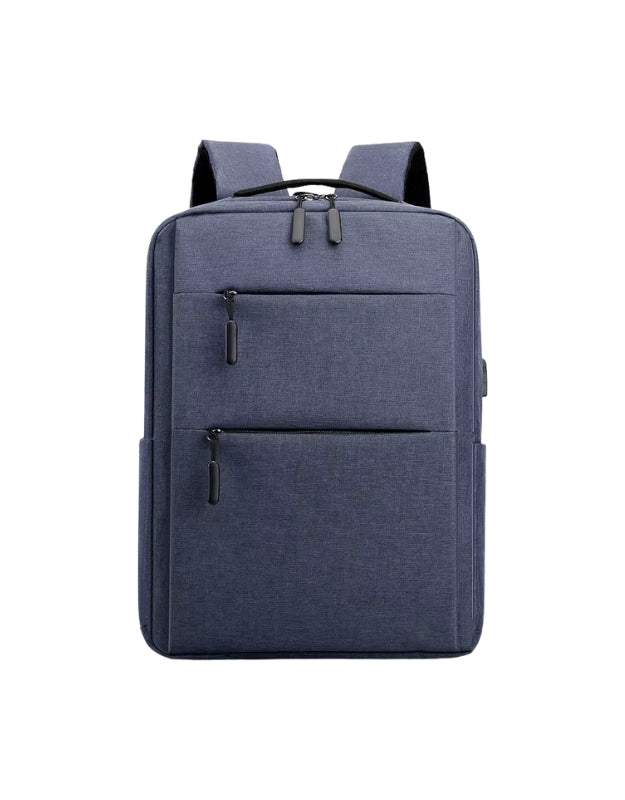 Blue unisex laptop backpack with multiple compartments